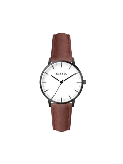 ISLA 34MM MAROON LEATHER STRAP WATCH