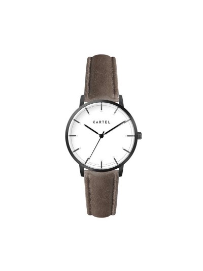 ISLA 34MM BROWN LEATHER STRAP WATCH