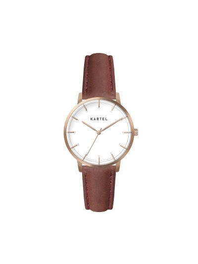 ISLA 34MM MAROON LEATHER STRAP WATCH