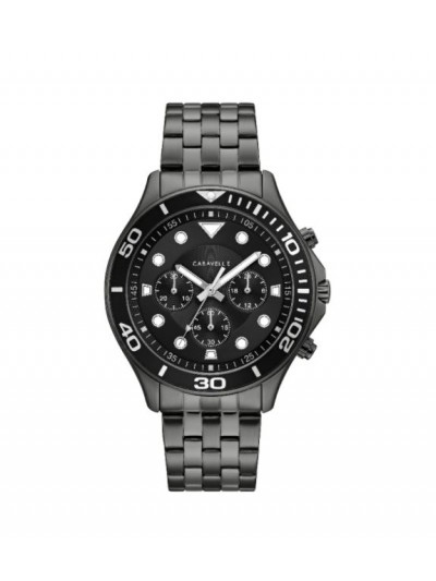 Caravelle Designed by Bulova Men's 45A144 Black Stainless Chrono Bracelet Watch