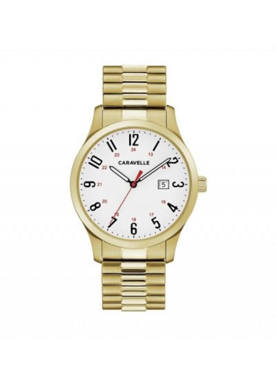 Caravelle Designed by Bulova Men's 44B117 Easy Reader Gold-Tone Stainless Expansion Bracelet Watch