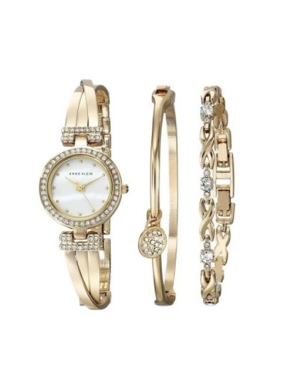 Anne Klein Gold-Tone Bracelet and Ladies Watch AK-1868GBST