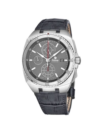 Tutima Men's 6422-22 'Saxon One' Grey Dial Grey Leather Strap Chronograph German Mechanical Automatic Watch