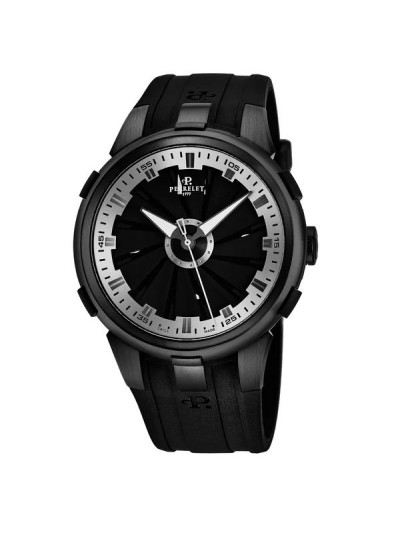 Perrelet Men's A1051/10 'Turbine XL' Black Dial Black Rubber Strap Automatic Watch