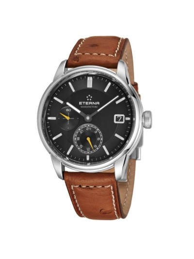 Eterna Men's 7661.41.56.1352 'Adventic' Grey Dial Brown Leather Strap GMT Automatic Watch