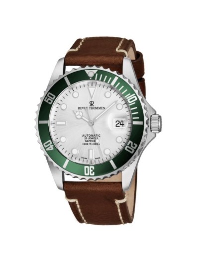 Revue Thommen Men's 17571.2524 'Diver' Silver Dial Light Brown Leather Strap Swiss Automatic Watch