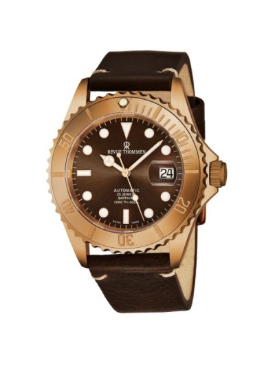 Revue Thommen Men's 17571.2593 'Diver' Brown Dial Black Leather Strap Date Automatic Watch