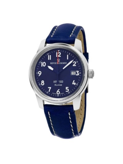 Revue Thommen Men's 16052.2535 'Air speed XL' Blue Dial Swiss Mechanical Watch with Blue Leather Strap
