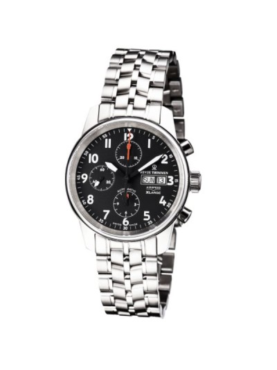 Revue Thommen 16051.6137 'Auto Chrono' Black Dial Stainless Steel Bracelet Swiss Automatic Watch