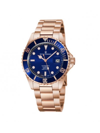 Revue Thommen Men's 17571.2165 'Diver' Blue Dial Rose Goldtone Stainless Steel Automatic Swiss Made Watch