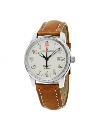 Revue Thommen 16052.2532 'Air Speed XL' Silver Dial Brown Leather Strap Swiss Mechanical Watch