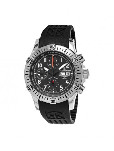 Revue Thommen Men's 16071.6839 'Air Speed' Black Dial Black Rubber Strap Chronograph Swiss Automatic