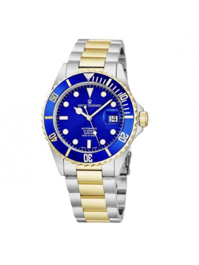 Revue Thommen Men's 17571.2145 'Diver' Blue Dial Stainless Steel/Goldtone Bracelet Swiss Automatic Watch