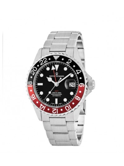 Revue Thommen Men's 17572.2136 'Diver' Black Dial Stainless Steel GMT Automatic Watch