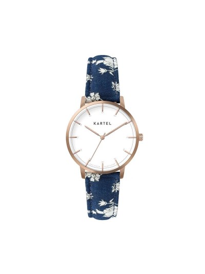 ISLA 34MM BLUE FABRIC STRAP WATCH