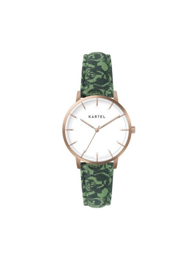 ISLA 34MM GREEN FABRIC STRAP WATCH