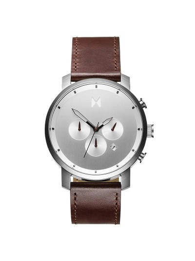 CHRONO SILVER BROWN LEATHER