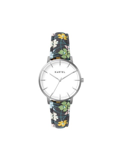 ISLA 34MM FLORAL FABRIC STRAP WATCH