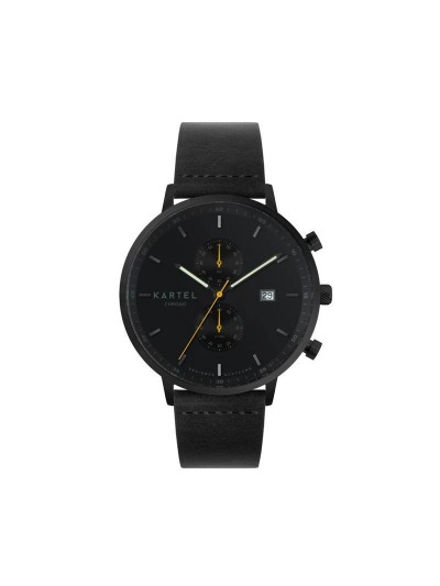 KNOYDART 43MM BLACK LEATHER STRAP WATCH