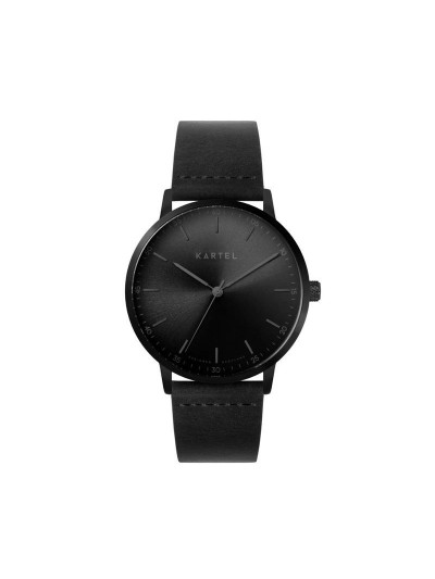 HUME 40MM BLACK LEATHER STRAP WATCH