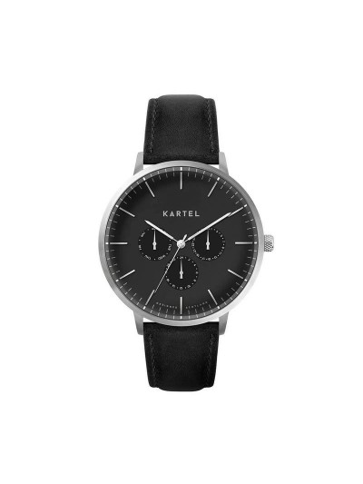 CUILLIN 43MM BLACK LEATHER STRAP WATCH