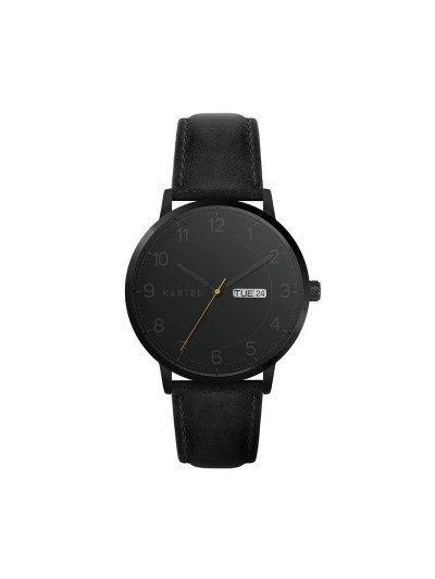 MORRIS 40MM BLACK LEATHER STRAP WATCH