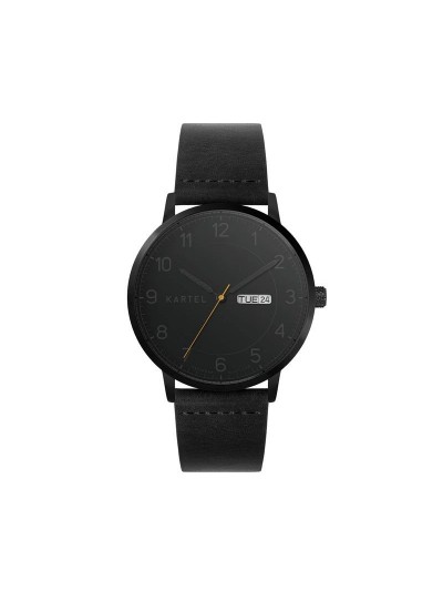 MORRIS 40MM BLACK LEATHER STRAP WATCH