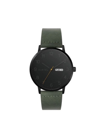 MORRIS 40MM GREEN LEATHER STRAP WATCH