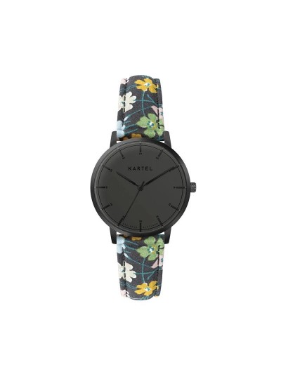 ISLA 34MM FLORAL FABRIC STRAP WATCH