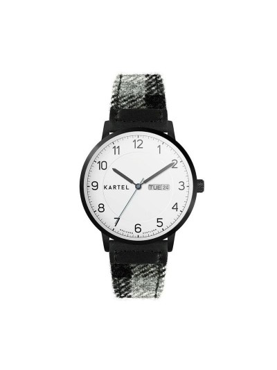 MORRIS 40MM GREY TARTAN STRAP WATCH