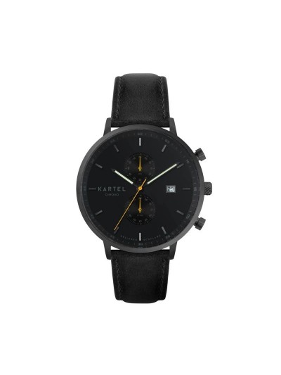 KNOYDART 43MM BLACK LEATHER STRAP WATCH