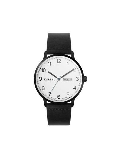 MORRIS 40MM BLACK LEATHER STRAP WATCH