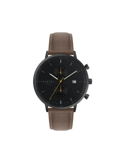 KNOYDART 43MM BROWN LEATHER STRAP WATCH