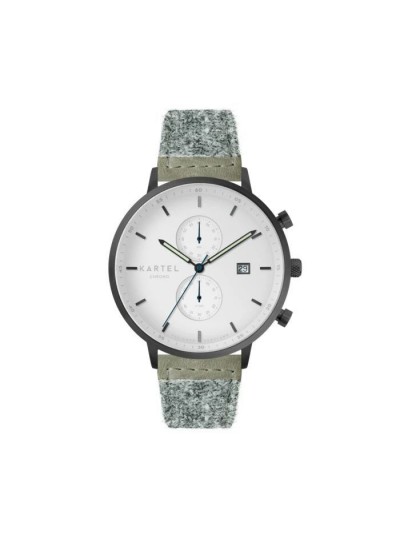 KNOYDART 43MM GREY HARRIS TWEED STRAP WATCH