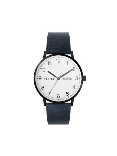 MORRIS 40MM BLUE LEATHER STRAP WATCH