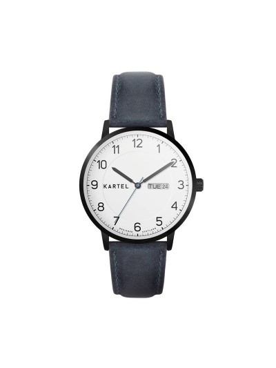 MORRIS 40MM BLUE LEATHER STRAP WATCH