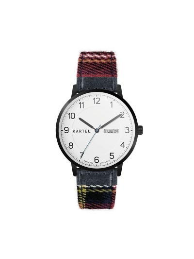 MORRIS 40MM RED TARTAN STRAP WATCH