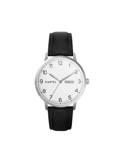 MORRIS 40MM BLACK LEATHER STRAP WATCH