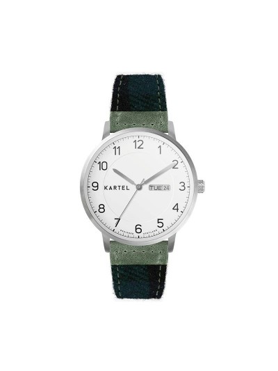 MORRIS 40MM BLUE TARTAN STRAP WATCH