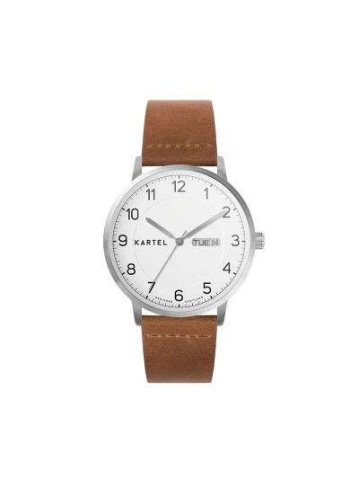 MORRIS 40MM TAN LEATHER STRAP WATCH