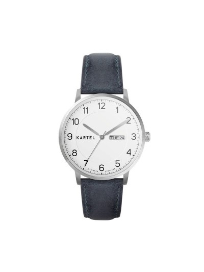 MORRIS 40MM BLUE LEATHER STRAP WATCH