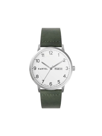 MORRIS 40MM GREEN LEATHER STRAP WATCH