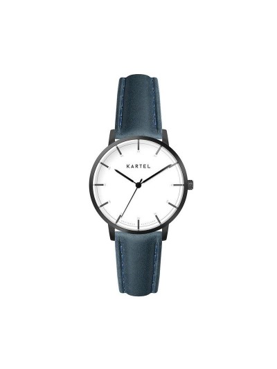 ISLA 34MM BLUE LEATHER STRAP WATCH