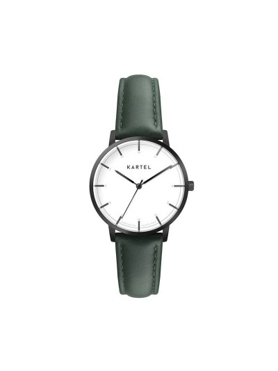 ISLA 34MM GREEN LEATHER STRAP WATCH