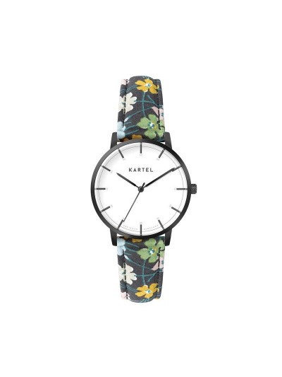 ISLA 34MM FLORAL FABRIC STRAP WATCH