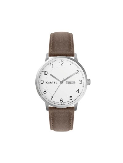 MORRIS 40MM BROWN LEATHER STRAP WATCH