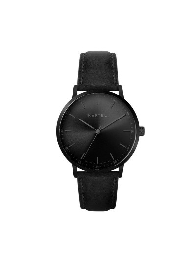 HUME 40MM BLACK LEATHER STRAP WATCH