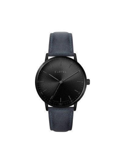 HUME 40MM BLUE LEATHER STRAP WATCH