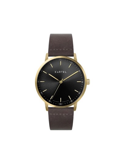 HUME 40MM BROWN LEATHER STRAP WATCH