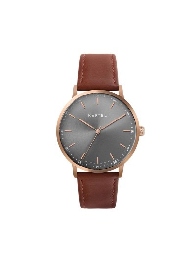 HUME 40MM MAROON LEATHER STRAP WATCH